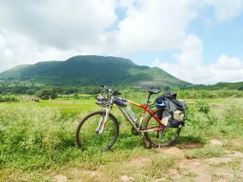 When Krish and Chandu ventured on a 10 days self supported bike tour in Eastern Ghats. The picture is of Krish's bike,a Merida MTB, taken somewhere not far from Paderu