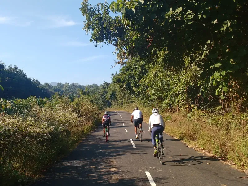 Beautiful roads from Donkarayi to Maredumilly. This was a 5 day supported ride from Hyderabad to Bhadrachalam, our first ever supported tour