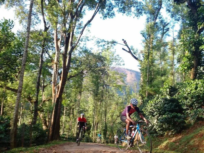 Chitti and Prajwal tackling some rough sections toward Mullayanagiri. That tour, we rode from Chikmagalur to Gokarna via Kudremukh and Sagar