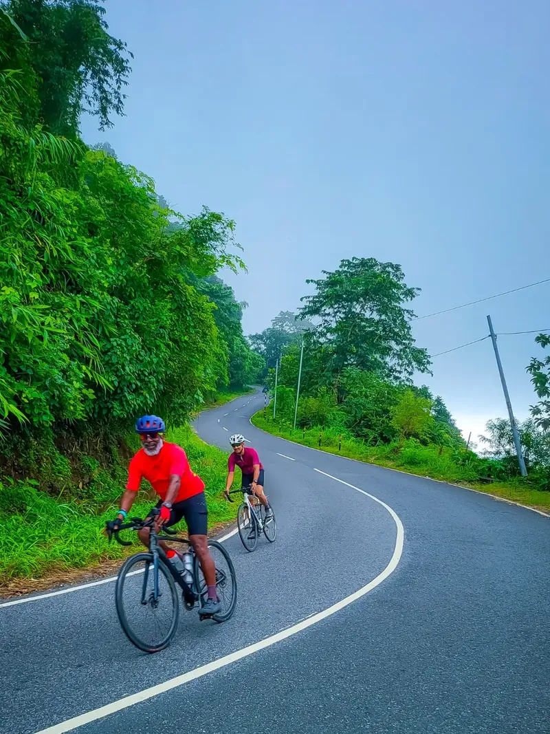 Day 5's elevation profile is straightforward: a descent of 25 km followed by a climb of another 25 km. It's not an out-and-back; it's a loop!